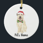 Personlig Wheaten Terrier Jul Hat Bow Tie Julgransprydnad Keramik<br><div class="desc">Jag är i kärlek med denna vackert detaljerade vattenfärgsillustration av ett ler, väktat skräckrum med liten röd tomhatt och en bukslips! Anpassa dessa prydnadsföremål och gör den trevliga listan i år! För perfekten presenter, koppla ihop den med en matchande artikel från samlingen för en tänkvärd uppvärmning av hushållet, möhippa, lärare,...</div>