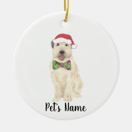 Personlig Wheaten Terrier Jul Hat Bow Tie Julgransprydnad Keramik