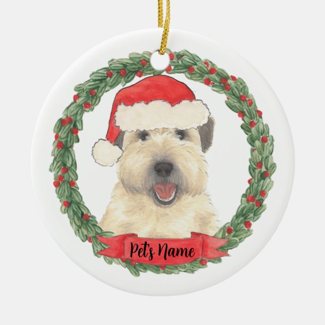 Personlig Wheaten Terrier Julgransprydnad Keramik (Framsidan)