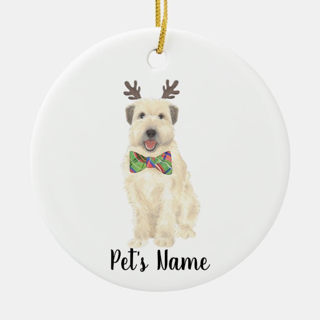Personlig Wheaten Terrier-julrenar Julgransprydnad Keramik (Framsidan)