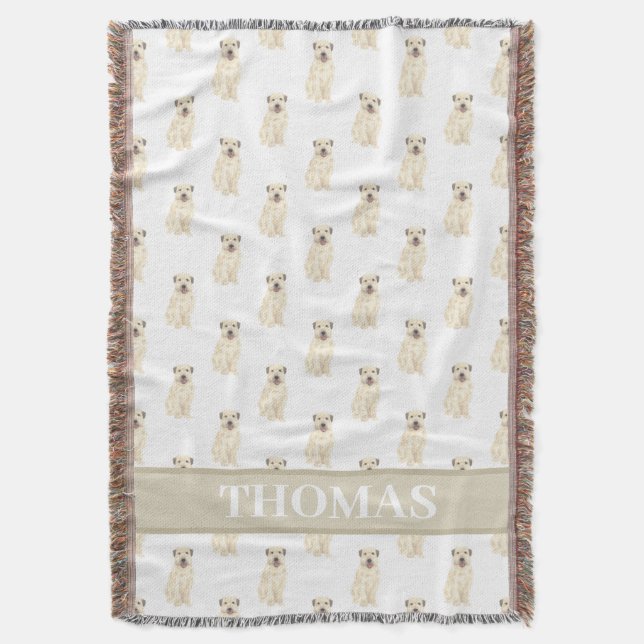 Personlig Wheaten Terrier Tan & Vit Filt (Framsidan Vertikal)