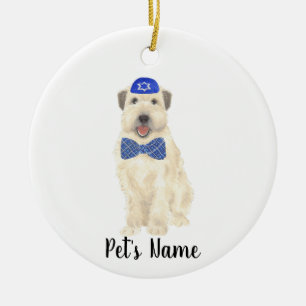 Personlig Wheaten Terrier Yarmulke and Tie Julgransprydnad Keramik