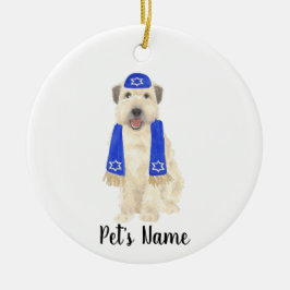 Personlig Wheaten Terrier Yarmulke och Scarf Julgransprydnad Keramik