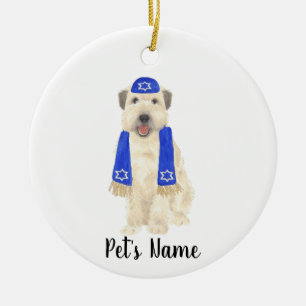 Personlig Wheaten Terrier Yarmulke och Scarf Julgransprydnad Keramik