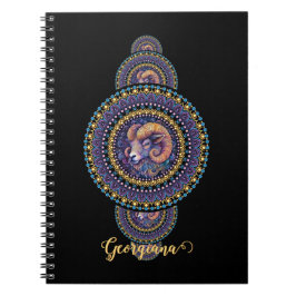 Personlig Whimsical Aries Ornamental Mandala Anteckningsbok