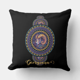 Personlig Whimsical Aries Ornamental Mandala Kudde