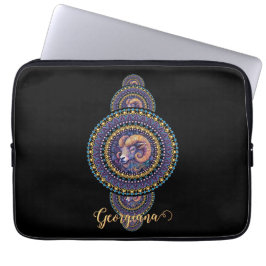 Personlig Whimsical Aries Ornamental Mandala Laptop Fodral