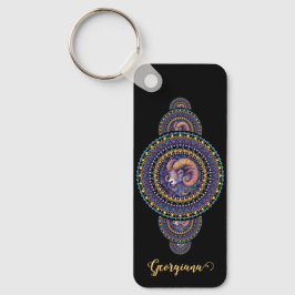 Personlig Whimsical Aries Ornamental Mandala Nyckelring