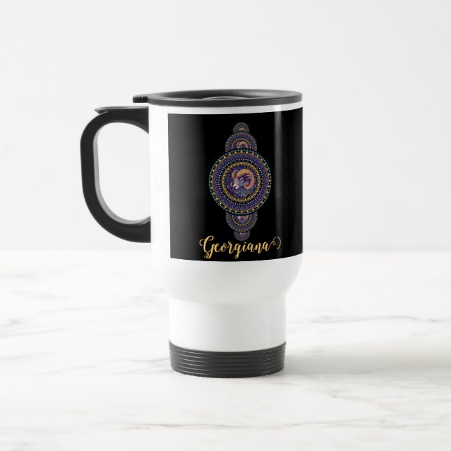 Personlig Whimsical Aries Ornamental Mandala Resemugg (Vänster)