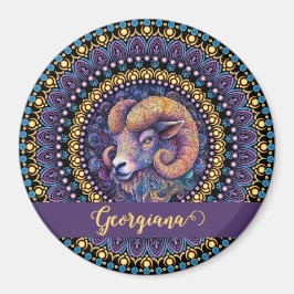 Personlig Whimsical Aries Zodiac Dot Mandala Magnet