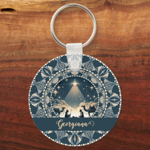 Personlig Whimsical Aries Zodiac Dot Mandala Nyckelring