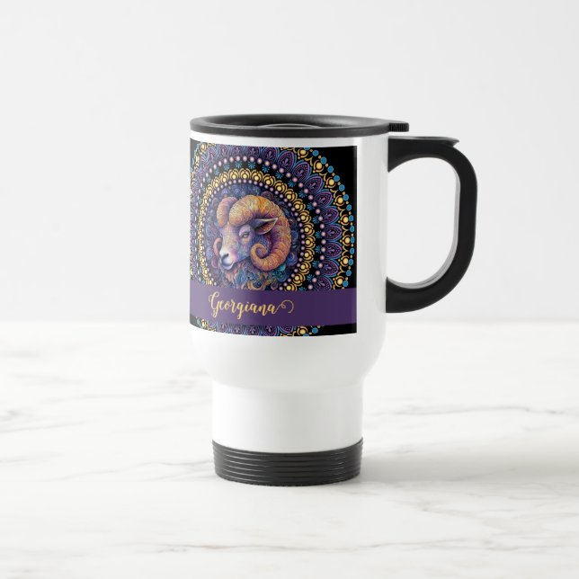Personlig Whimsical Aries Zodiac Dot Mandala Resemugg (Höger)
