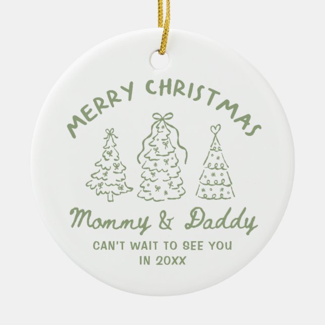 Personlig Whimsical Baby Annonserings Ornament (Framsidan)