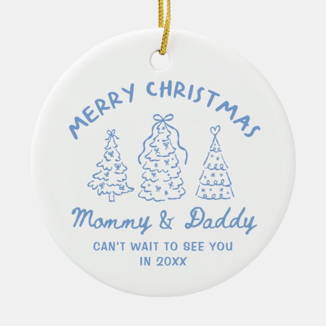 Personlig Whimsical Baby Annonserings Ornament (Framsidan)