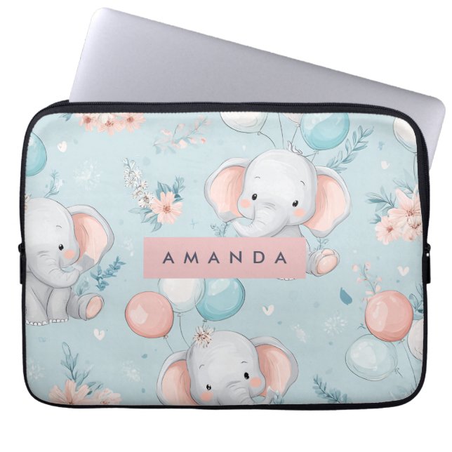 Personlig Whimsical Baby Elephant Mönster Laptop Fodral (Framsidan)