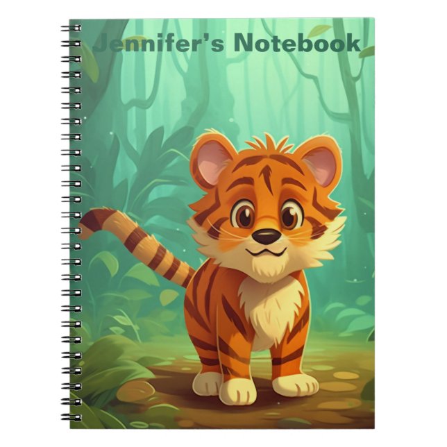 Personlig Whimsical Baby Tiger Journal. Tiger Anteckningsbok (Framsidan)