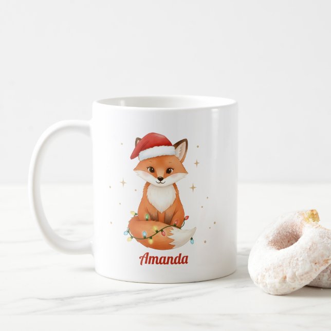 Personlig Whimsical Fox Julmugg Kaffemugg (Med munk)