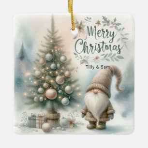 Personlig Whimsical Gnome Julgran Julgransprydnad Keramik