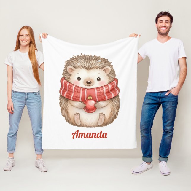 Personlig Whimsical Igelkott Jul Fleecefilt (På plats)