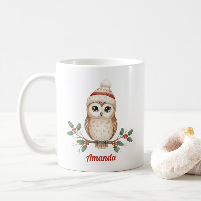 Personlig Whimsical Ugglorm Julmugg Kaffemugg (Med munk)