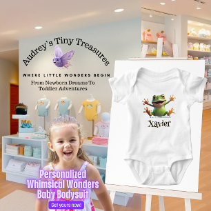 Personlig Whimsical Wonders Baby Groda Kroppsstrum T Shirt