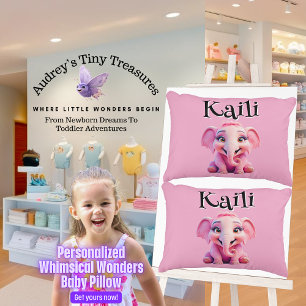 Personlig Whimsical Wonders Elephant Pillow Prydnadskudde