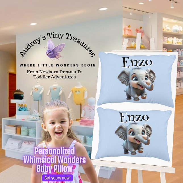 Personlig Whimsical Wonders Elephant Pillow Prydnadskudde (Skapare uppladdad)