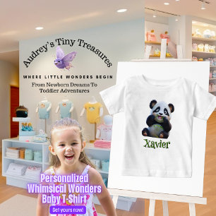 Personlig Whimsical Wonders Panda Baby T-Shirt