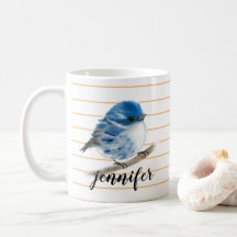 Personlig Whimsique Blue Warbler Bird Mugg