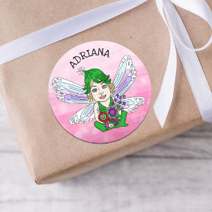 Personlig Whimsique Fairy Namn Runt Klistermärke