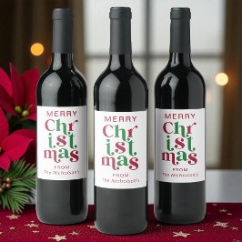 Personlig Whimsisk Retro God Jul  Vinflaska Etikett