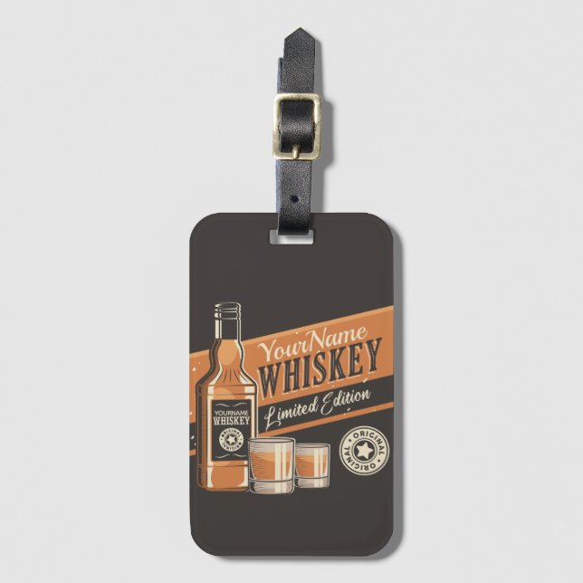 Personlig Whiskey Liquor Flaska Westerna Pub Bagagebricka (Framsida vertikal)