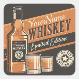 Personlig Whiskey Liquor Flaska Westerna Pub Fyrkantigt Klistermärke