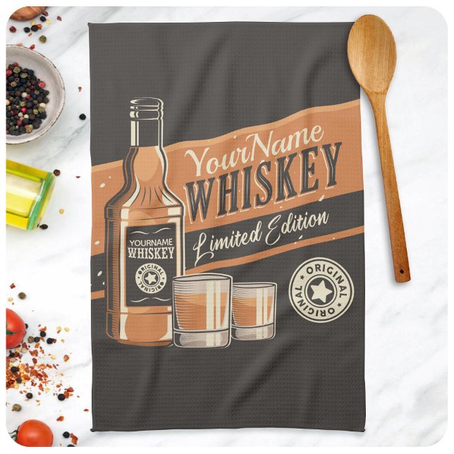 Personlig Whiskey Liquor Flaska Westerna Pub Kökshandduk (Skapare uppladdad)