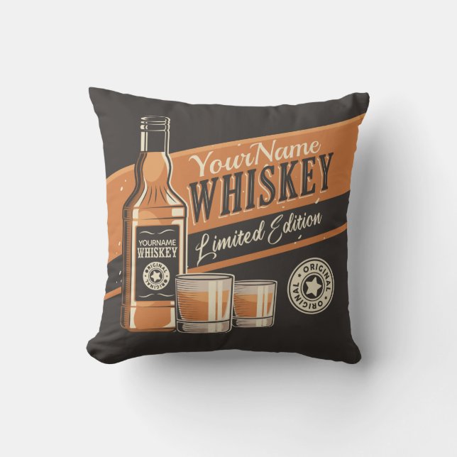 Personlig Whiskey Liquor Flaska Westerna Pub Kudde (Framsida)