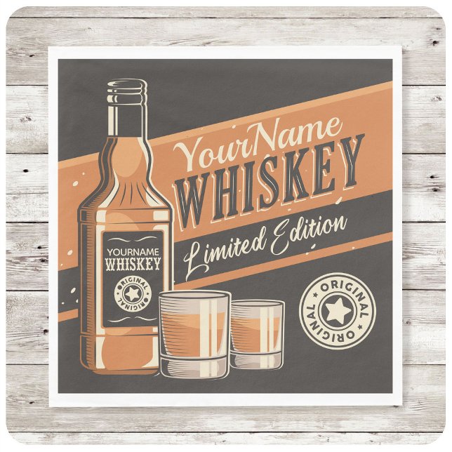 Personlig Whiskey Liquor Flaska Westerna Pub Pappersservett (Skapare uppladdad)
