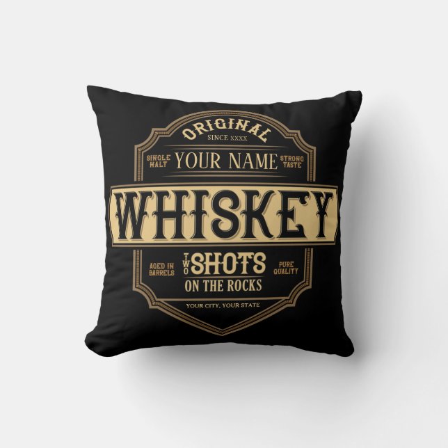 Personlig Whiskey på Sten-etiketten Pub Kudde (Framsida)