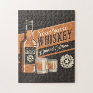 Personlig whiskyflaska Western Bar Pussel