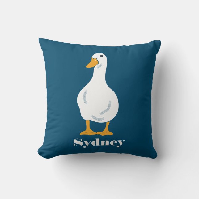 Personlig White Anka Illustration med fjädrar Kudde (Framsida)