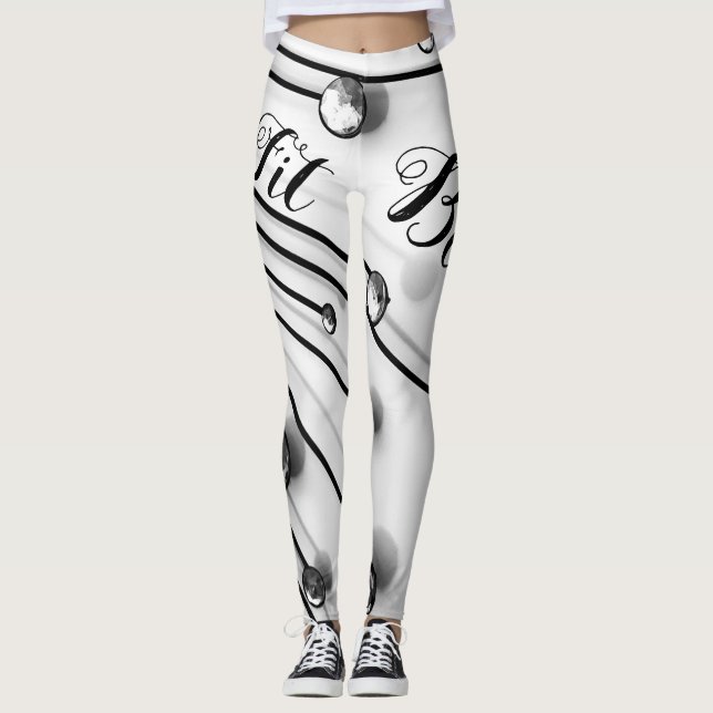 Personlig White Black Diamond Spiral Leggings (Framsida)