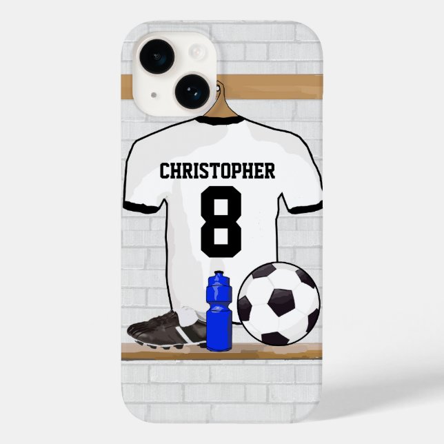 Personlig White Black Football Soccer Jersey (Baksida)