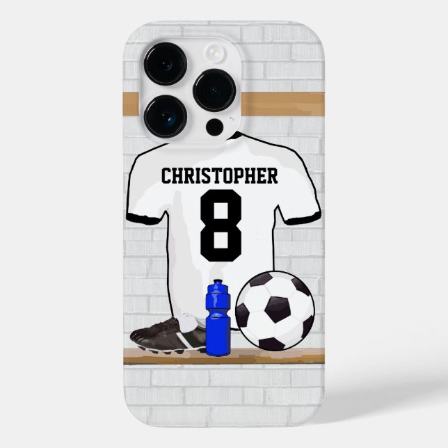 Personlig White Black Football Soccer Jersey (Baksida)