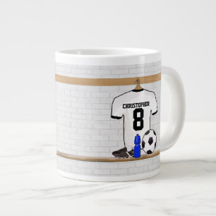 Personlig White Black Football Soccer Jersey Jumbo Mugg