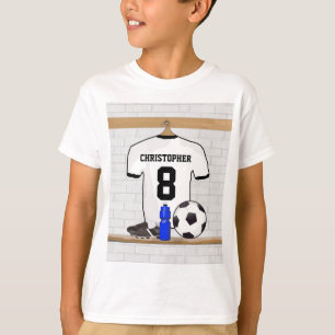 Personlig White Black Football Soccer Jersey T-shirt