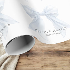 Personlig White Bow Girl Coquette Baby Shower Presentpapper