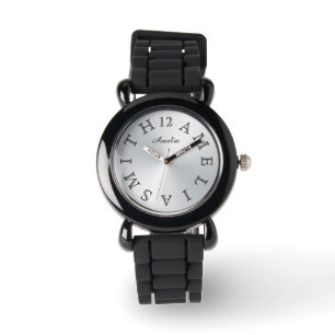 Personlig White Brev Dial Metall-övertoning Armbandsur