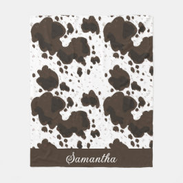 Personlig White Brown Cowhide Skriv ut Fleecefilt