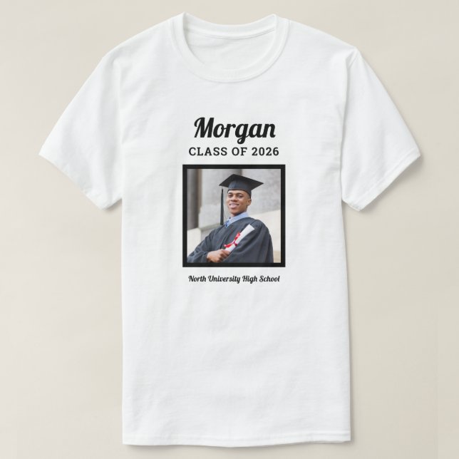 Personlig White Class of 2022 Studenten Photo T Shirt (Design framsida)