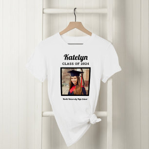 Personlig White Class of 2024 Studenten Photo T Shirt
