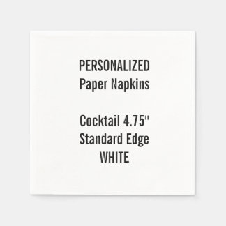 Personlig WHITE Cocktail Papper Napkins Pappersservett